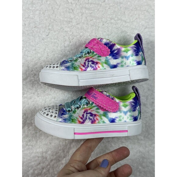 SKECHERS TWINKLE TOES GIRL TODDLER 7 SNEAKERS SEQUINS GLITTER LIGHT-UP FUN - Picture 7 of 11